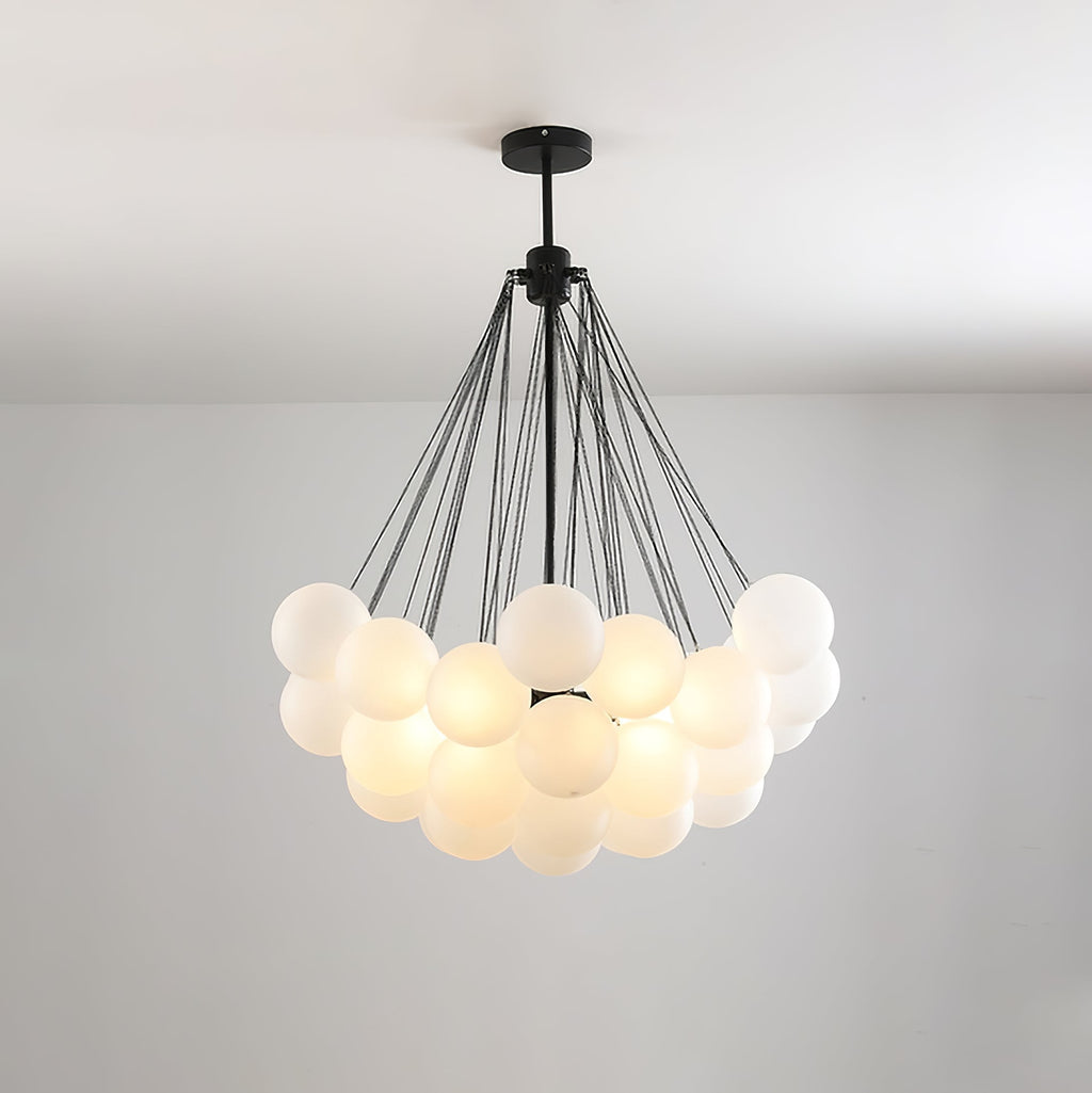 Boblekrone, håndmatte glasglobuser, guld eller sort, E27
