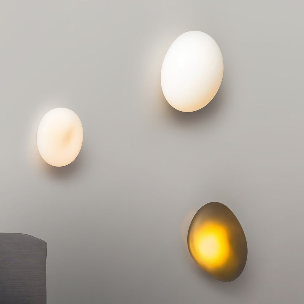 Wall Lamp, Pebble Hand-Blown Glass Shade, Integrated LED, Models A-D