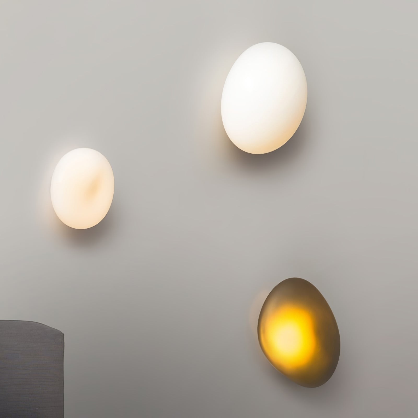 Wall Lamp, Pebble Hand-Blown Glass Shade, Integrated LED, Models A-D