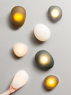 Wall Lamp, Pebble Hand-Blown Glass Shade, Integrated LED, Models A-D