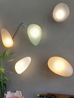 Wall Lamp, Pebble Hand-Blown Glass Shade, Integrated LED, Models A-D