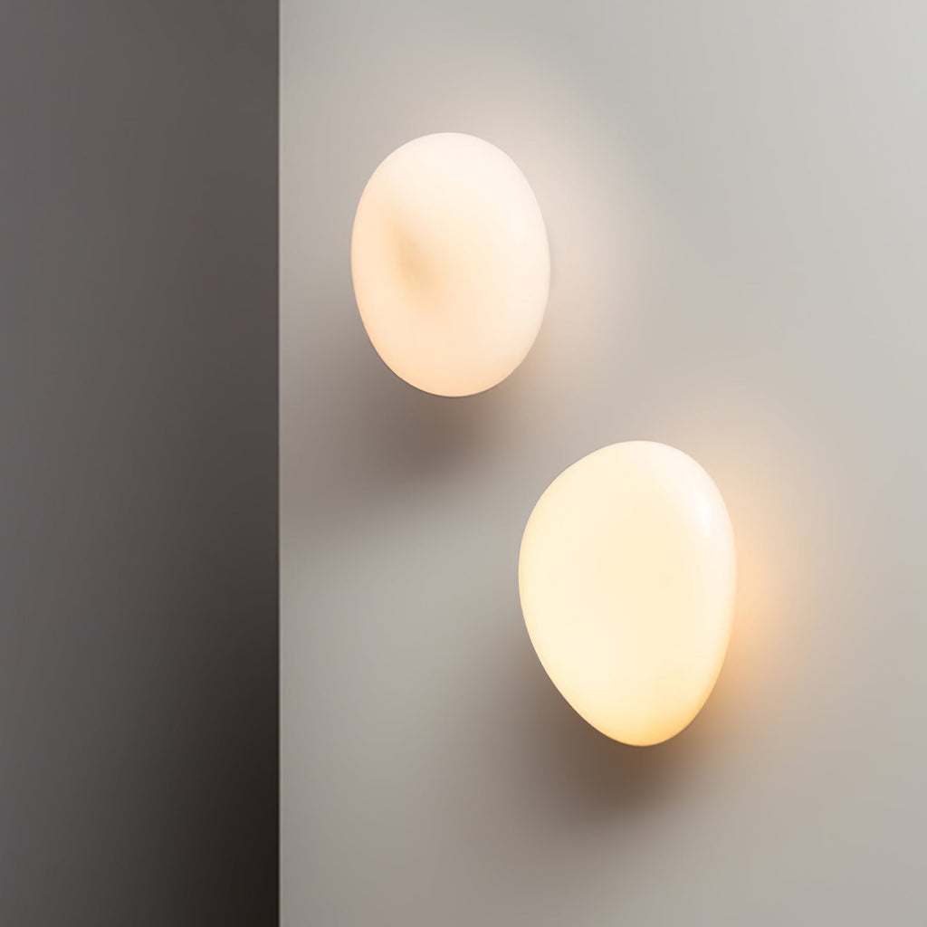 Wall Lamp, Pebble Hand-Blown Glass Shade, Integrated LED, Models A-D