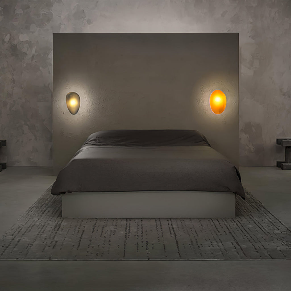 Wall Lamp, Pebble Hand-Blown Glass Shade, Integrated LED, Models A-D