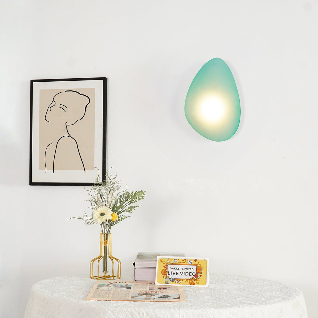 Wall Lamp, Pebble Hand-Blown Glass Shade, Integrated LED, Models A-D