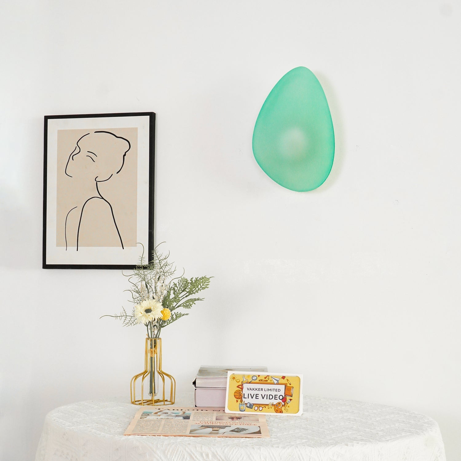 Wall Lamp, Pebble Hand-Blown Glass Shade, Integrated LED, Models A-D