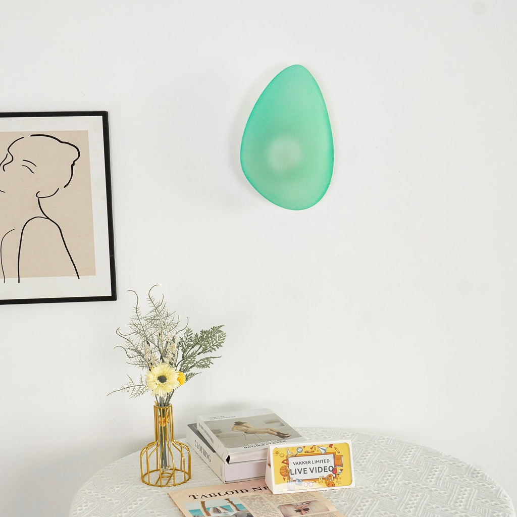 Wall Lamp, Pebble Hand-Blown Glass Shade, Integrated LED, Models A-D