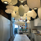 Pendant Light, Crisscross Bubble, Mulberry Silk, Steel Wireframe, E26