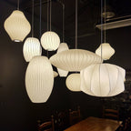 Pendant Light, Crisscross Bubble, Mulberry Silk, Steel Wireframe, E26
