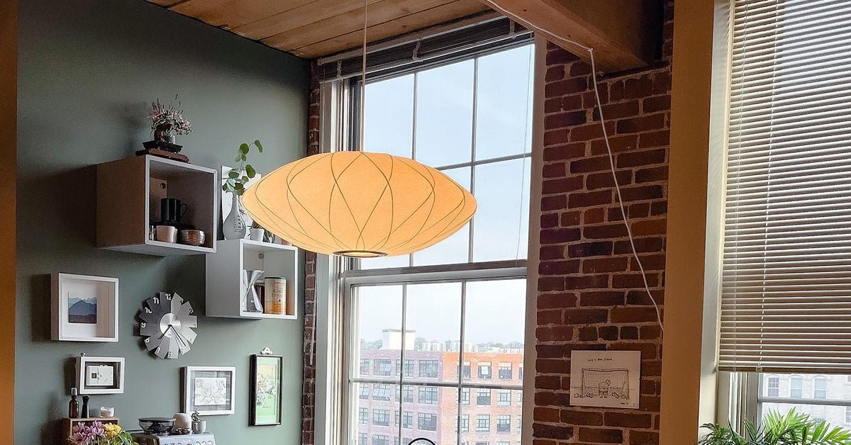 Nelson Bubble Swag Pendant Light cluster in a living room
