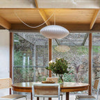 Nelson Bubble Swag Pendant Light grouped at varying heights
