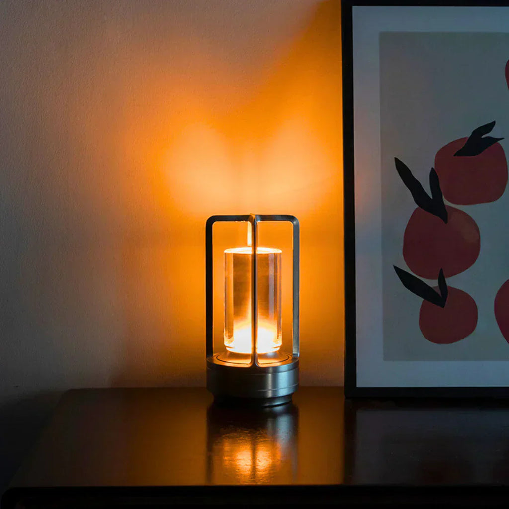 Dæmpbar krystalaccentlampe til borde, touch-kontrol LED med USB-port