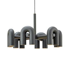 Cirkus chandelier with bold-coloured U-shaped heads