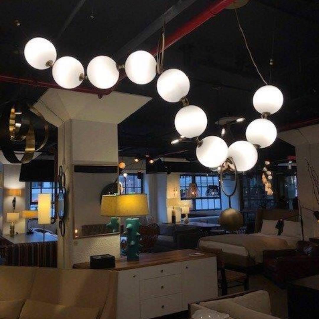 Hængelampe med vedhæng, håndblæste glasglobuser, integreret LED, dæmpbar