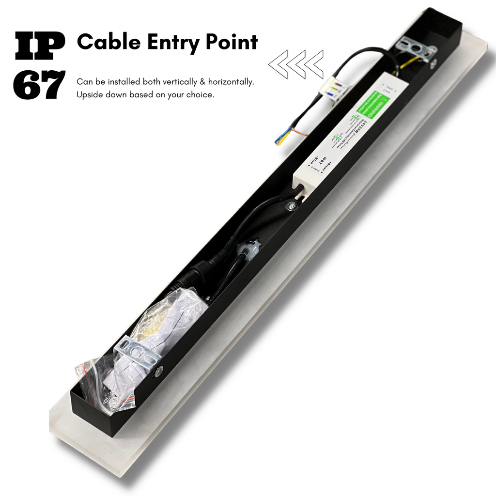 Linear Acrylic Wall Lamp for Outdoor Use, Matte Black and White