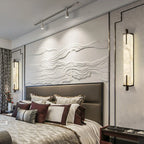 Zenith Wandleuchte in Schwarz und Gold, rechteckiger Alabaster-Schirm, fest verdrahtet