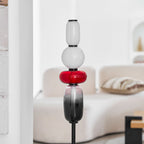 Candied Glass Floor Lamp, Hand-Blown Crystal Clusters, Black Body, LED