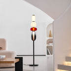 Candied Glass Floor Lamp, Hand-Blown Crystal Clusters, Black Body, LED