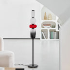 Candied Glass Floor Lamp, Hand-Blown Crystal Clusters, Black Body, LED