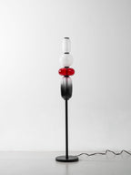Candied Glass Floor Lamp, Hand-Blown Crystal Clusters, Black Body, LED