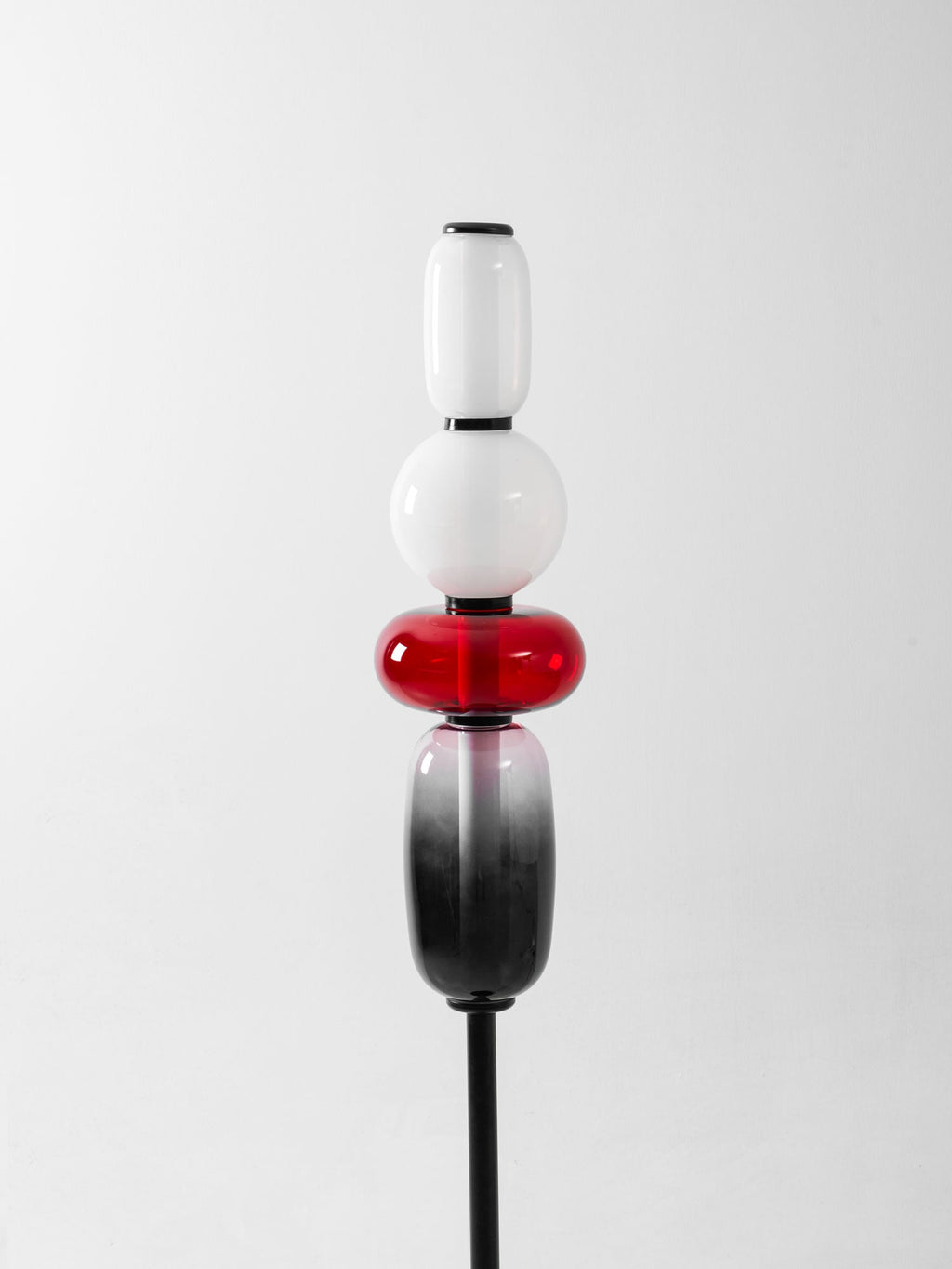 Candied Glass Floor Lamp, Hand-Blown Crystal Clusters, Black Body, LED