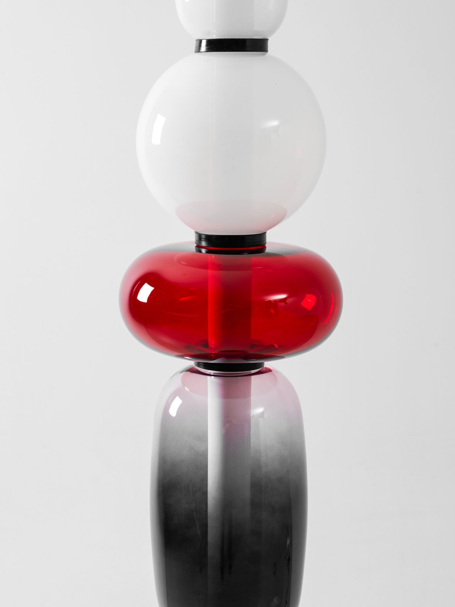 Candied Glass Floor Lamp, Hand-Blown Crystal Clusters, Black Body, LED