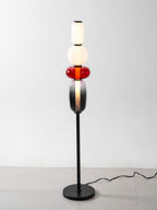 Candied Glass Floor Lamp, Hand-Blown Crystal Clusters, Black Body, LED