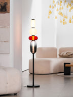 Candied Glass Floor Lamp, Hand-Blown Crystal Clusters, Black Body, LED