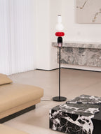 Candied Glass Floor Lamp, Hand-Blown Crystal Clusters, Black Body, LED