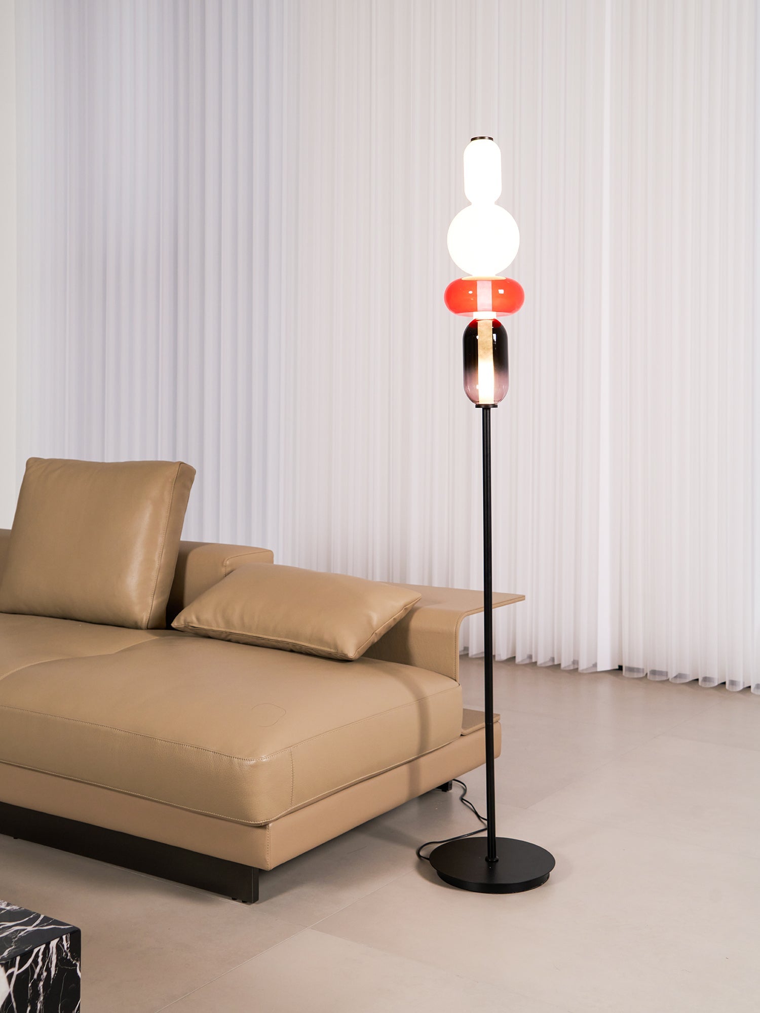 Crystal cluster floor lamp glass detail catching the light