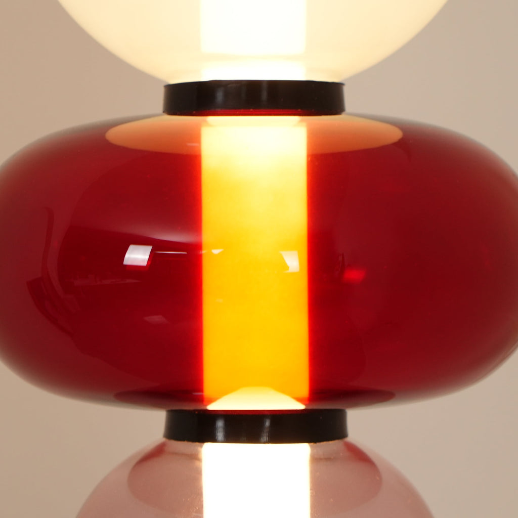 Candied Glass Floor Lamp, Hand-Blown Crystal Clusters, Black Body, LED