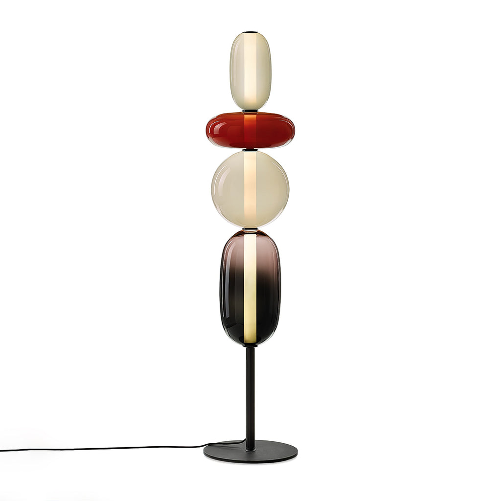 Candied Glass Floor Lamp, Hand-Blown Crystal Clusters, Black Body, LED