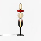 Candied Glass Floor Lamp, Hand-Blown Crystal Clusters, Black Body, LED