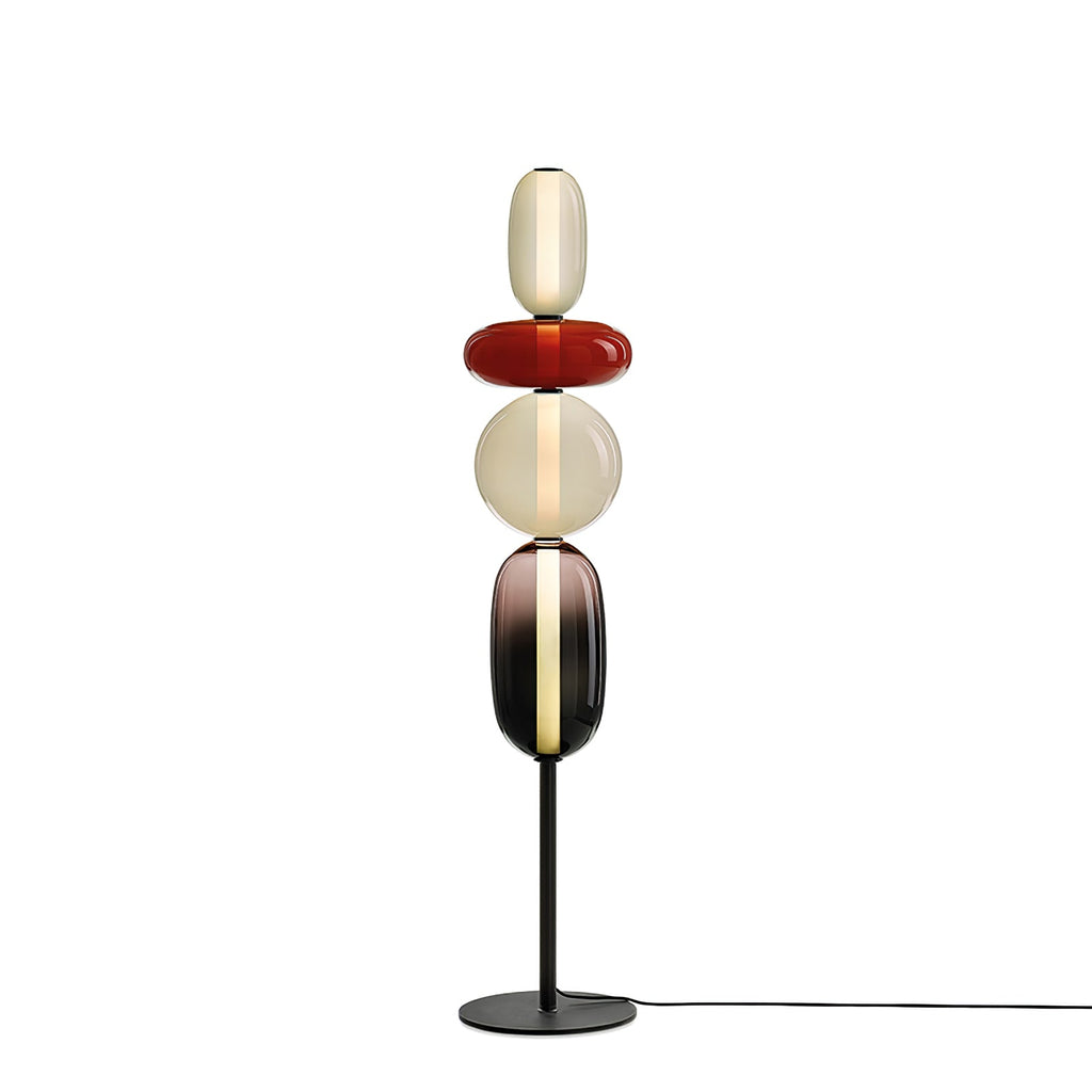 Candied Glass Floor Lamp, Hand-Blown Crystal Clusters, Black Body, LED