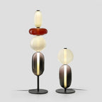 Candied Glass Table Lamp, Hand-Blown Crystal Pebbles, Black Base, LED