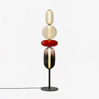 Candied Glass Floor Lamp, Hand-Blown Crystal Clusters, Black Body, LED
