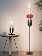 Candied Glass Table Lamp, Hand-Blown Crystal Pebbles, Black Base, LED