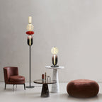 Candied Glass Table Lamp, Hand-Blown Crystal Pebbles, Black Base, LED