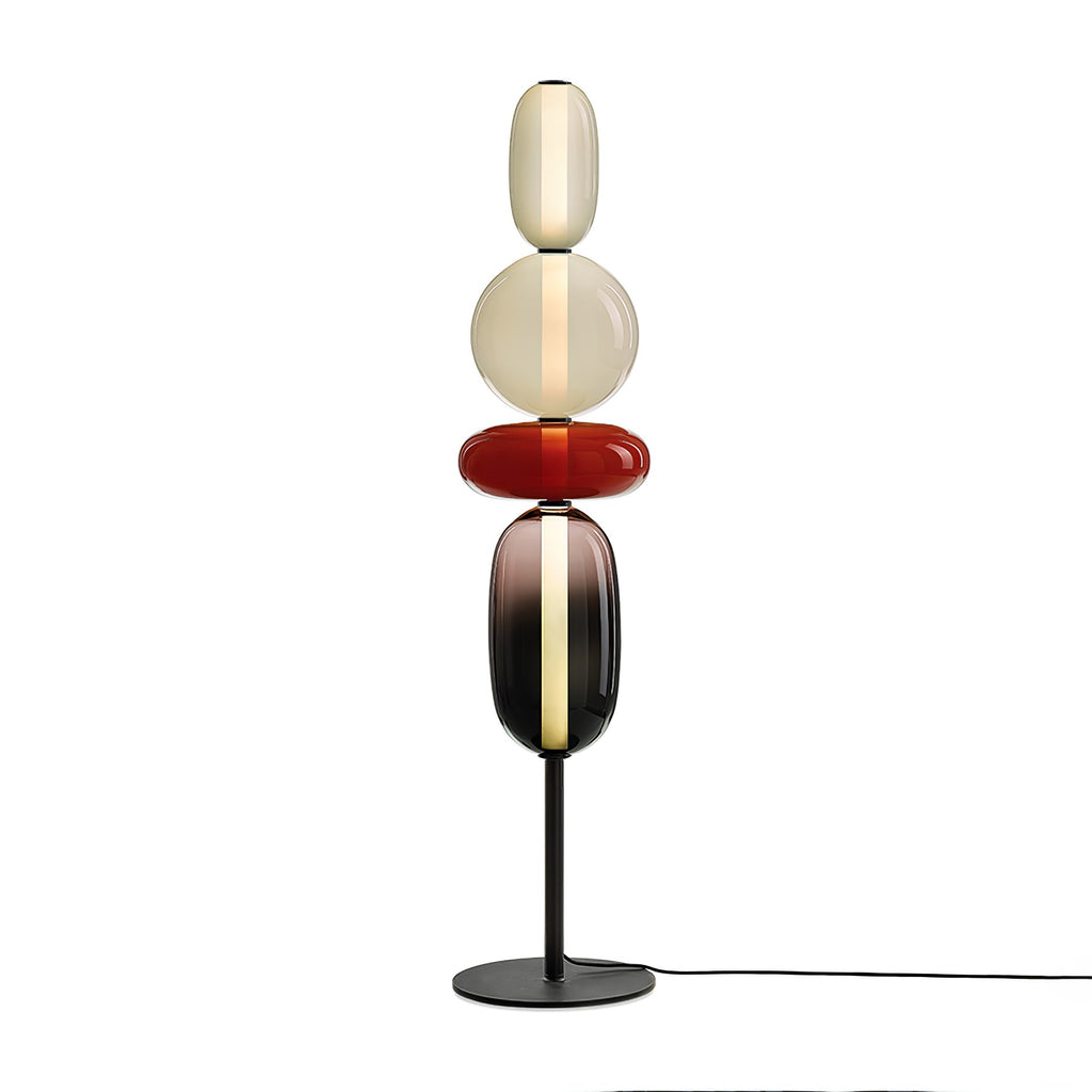 Candied Glass Floor Lamp, Hand-Blown Crystal Clusters, Black Body, LED