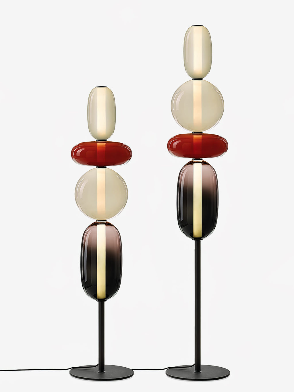 Candied Glass Floor Lamp, Hand-Blown Crystal Clusters, Black Body, LED