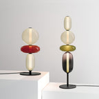 Candied Glass Table Lamp, Hand-Blown Crystal Pebbles, Black Base, LED