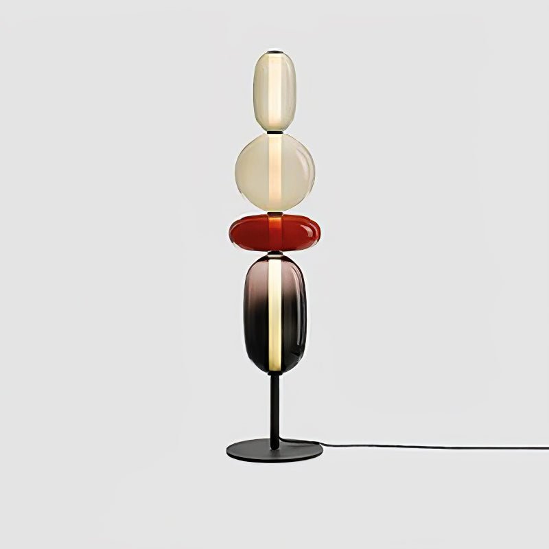 Candied Glass Floor Lamp, Hand-Blown Crystal Clusters, Black Body, LED