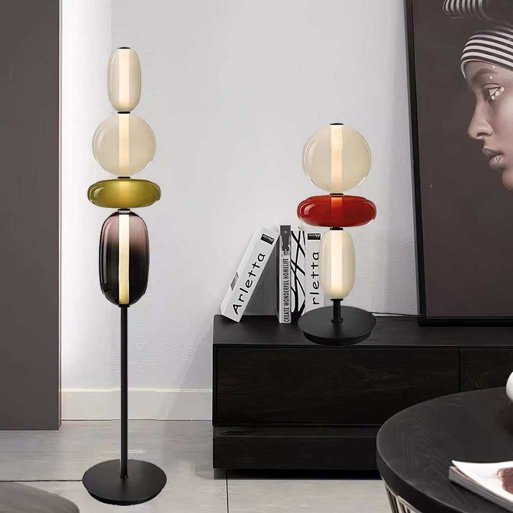 Crystal cluster floor lamp glass detail against dark background