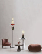 Candied Glass Floor Lamp, Hand-Blown Crystal Clusters, Black Body, LED