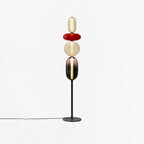 Candied Glass Floor Lamp, Hand-Blown Crystal Clusters, Black Body, LED