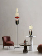 Candied Glass Table Lamp, Hand-Blown Crystal Pebbles, Black Base, LED