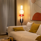 Crystal glass cluster floor lamp glowing in a modern interior