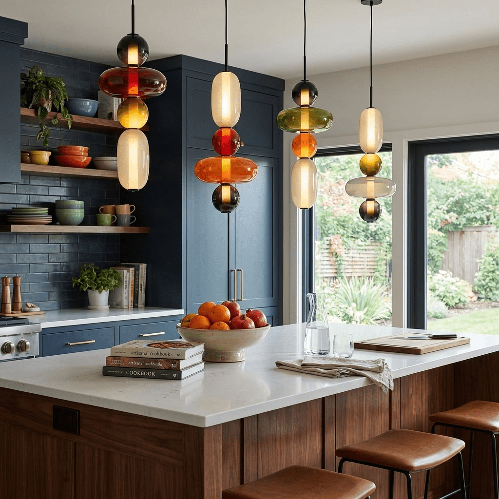 Glass jar pendant light shade in a tinted colour finish