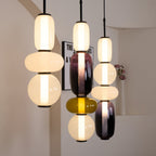 Glass jar pendant light shades in several tinted colours