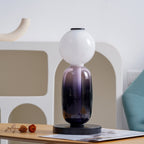Crystal cluster table lamp detail with warm internal glow