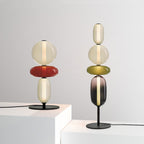Candied Glass Table Lamp, Hand-Blown Crystal Pebbles, Black Base, LED